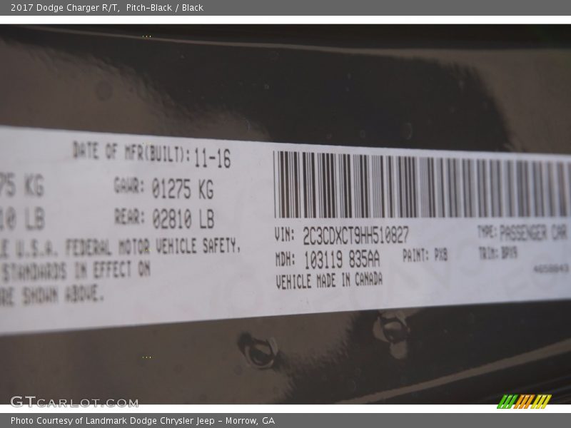 2017 Charger R/T Pitch-Black Color Code PX8