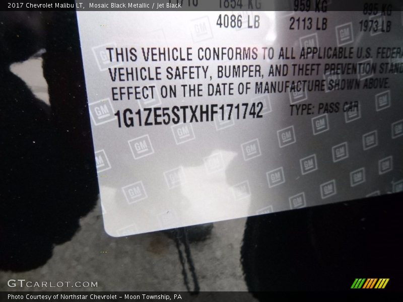 Mosaic Black Metallic / Jet Black 2017 Chevrolet Malibu LT