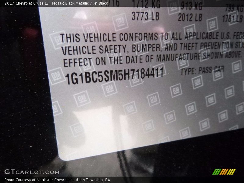 Mosaic Black Metallic / Jet Black 2017 Chevrolet Cruze LS