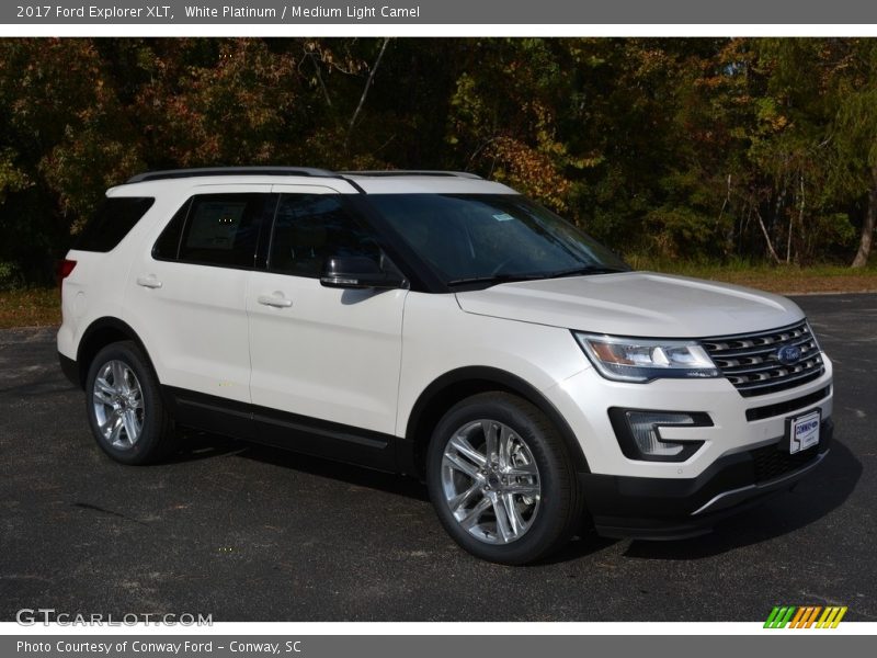 White Platinum / Medium Light Camel 2017 Ford Explorer XLT