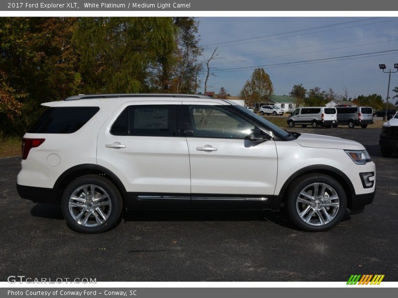 White Platinum / Medium Light Camel 2017 Ford Explorer XLT