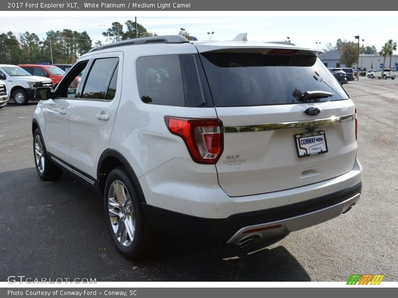 White Platinum / Medium Light Camel 2017 Ford Explorer XLT