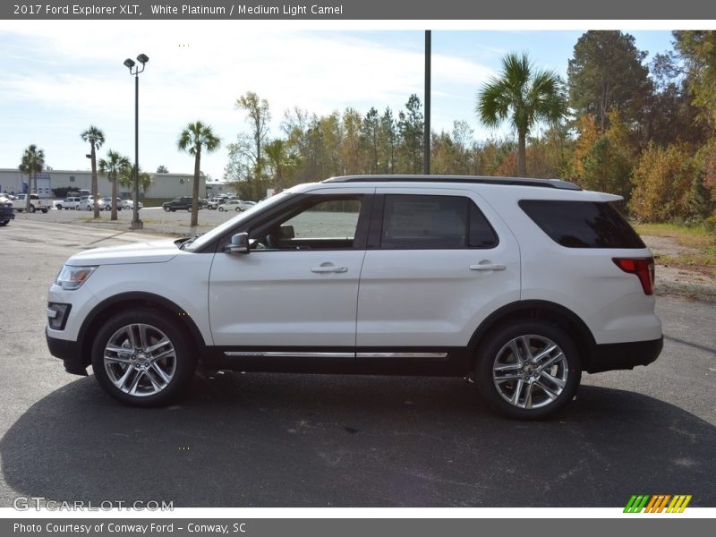 White Platinum / Medium Light Camel 2017 Ford Explorer XLT