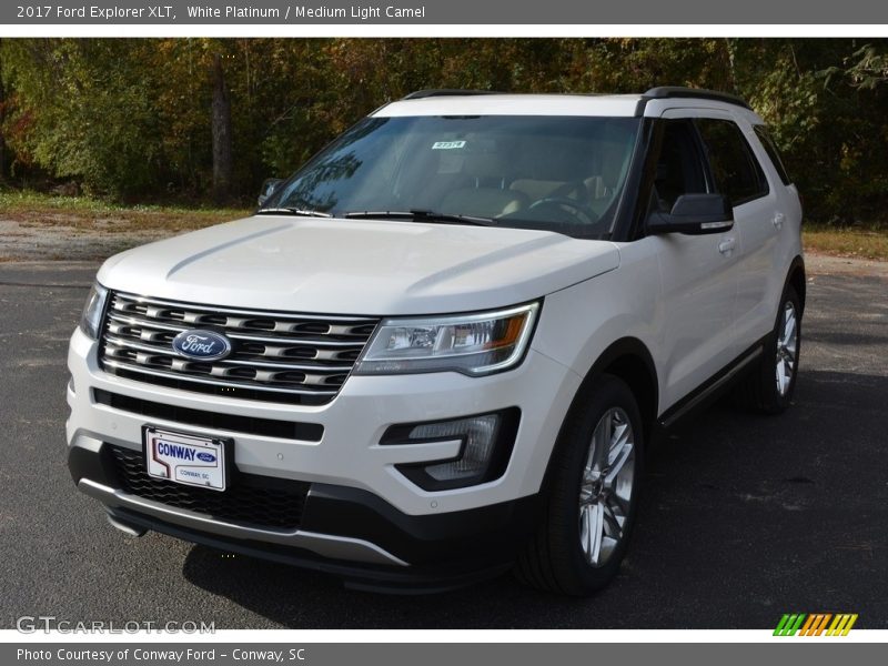 White Platinum / Medium Light Camel 2017 Ford Explorer XLT