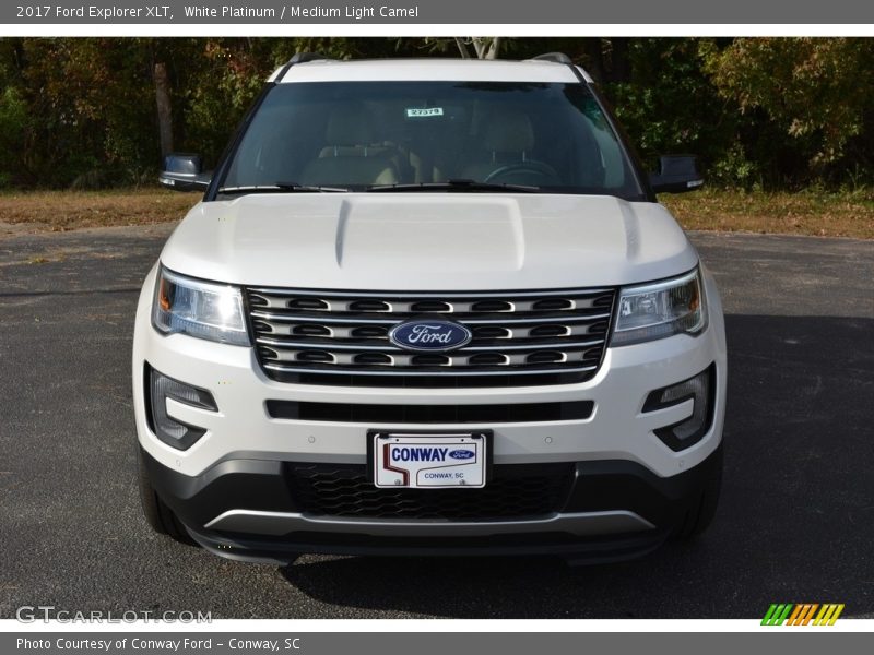 White Platinum / Medium Light Camel 2017 Ford Explorer XLT