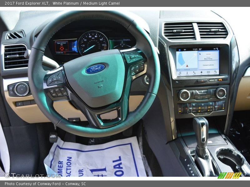 White Platinum / Medium Light Camel 2017 Ford Explorer XLT