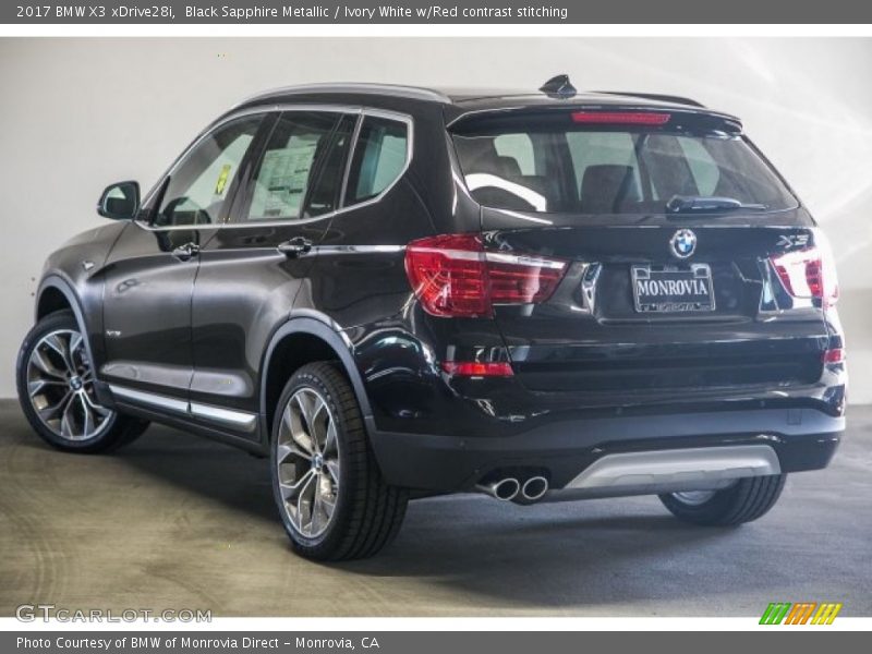 Black Sapphire Metallic / Ivory White w/Red contrast stitching 2017 BMW X3 xDrive28i