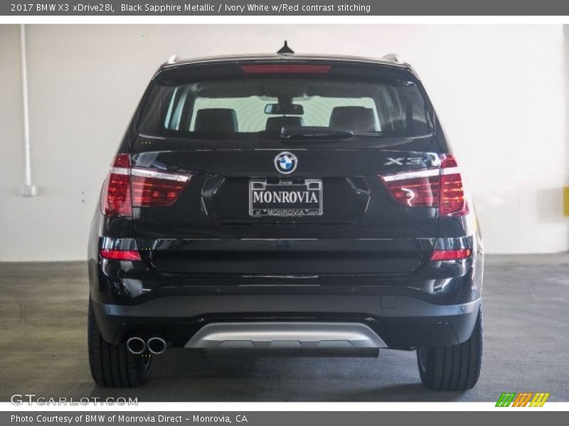 Black Sapphire Metallic / Ivory White w/Red contrast stitching 2017 BMW X3 xDrive28i