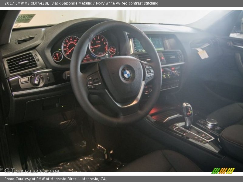 Black Sapphire Metallic / Ivory White w/Red contrast stitching 2017 BMW X3 xDrive28i