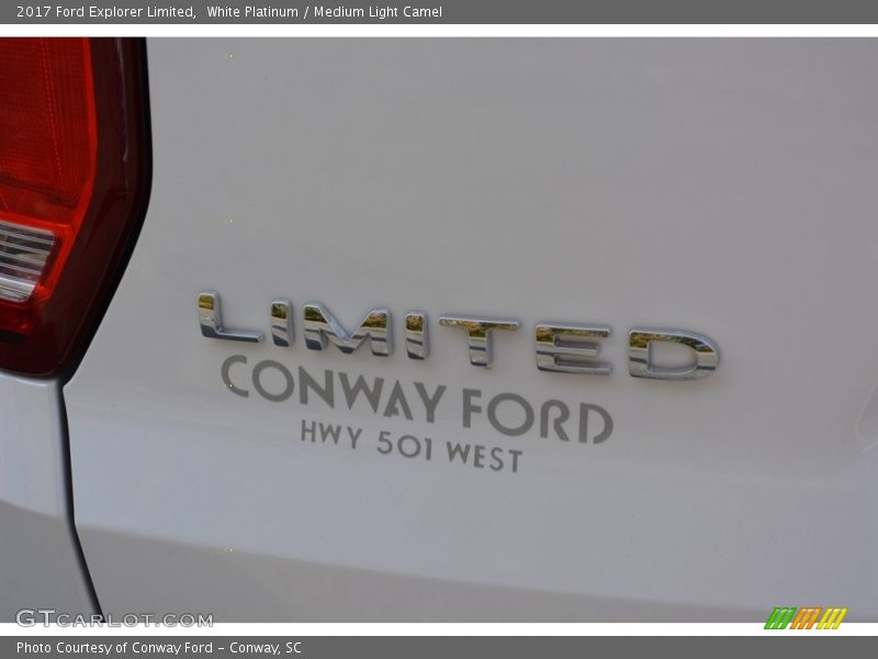White Platinum / Medium Light Camel 2017 Ford Explorer Limited