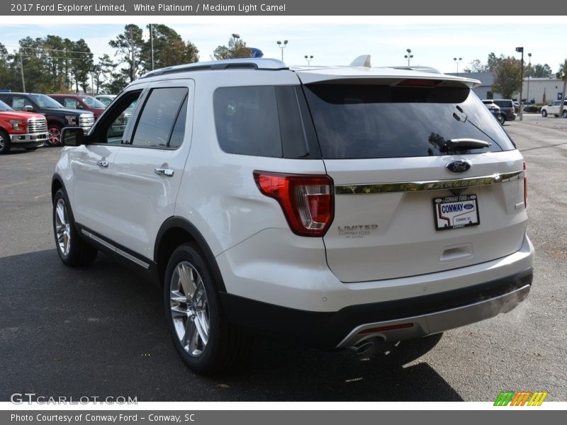 White Platinum / Medium Light Camel 2017 Ford Explorer Limited