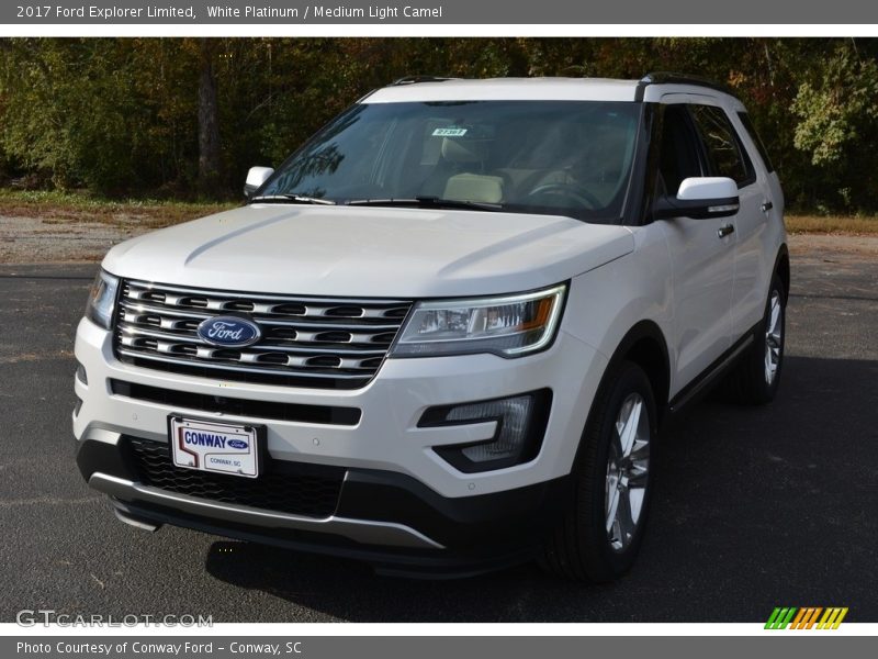 White Platinum / Medium Light Camel 2017 Ford Explorer Limited