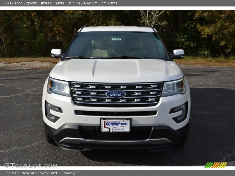 White Platinum / Medium Light Camel 2017 Ford Explorer Limited