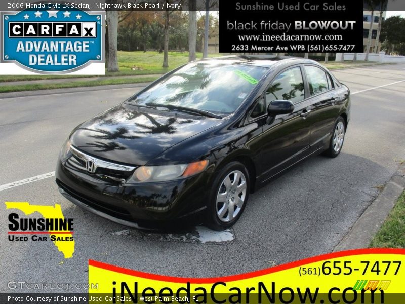Nighthawk Black Pearl / Ivory 2006 Honda Civic LX Sedan