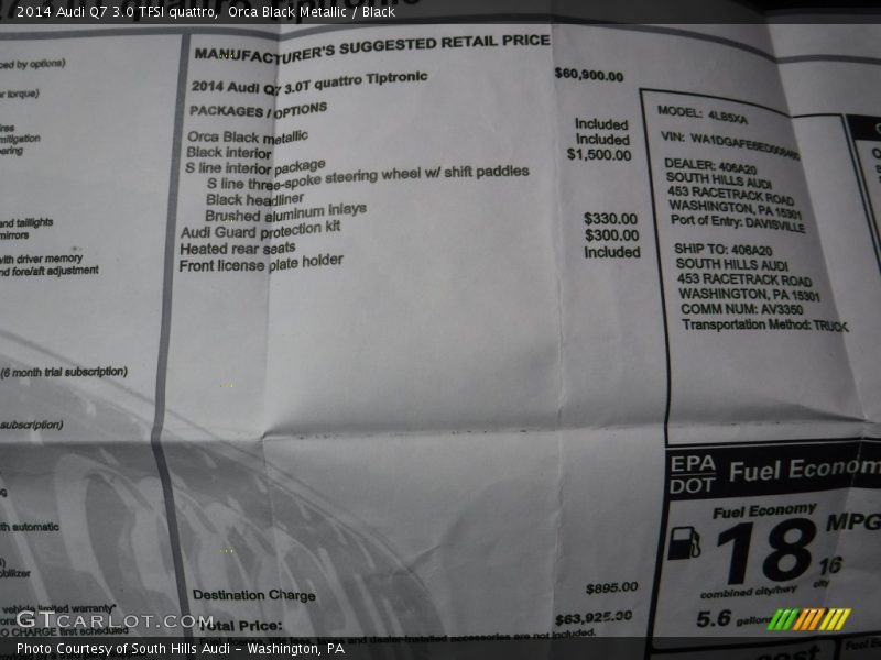 Orca Black Metallic / Black 2014 Audi Q7 3.0 TFSI quattro
