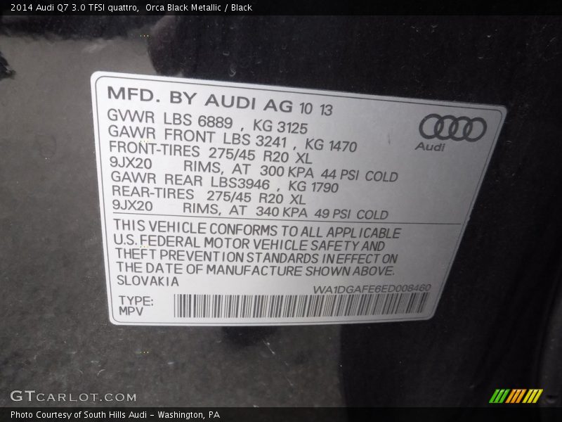 Orca Black Metallic / Black 2014 Audi Q7 3.0 TFSI quattro