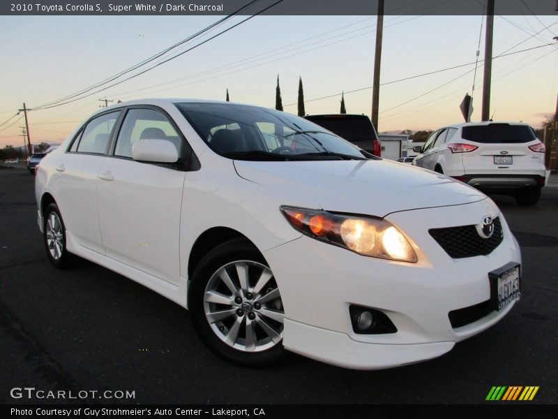 Super White / Dark Charcoal 2010 Toyota Corolla S