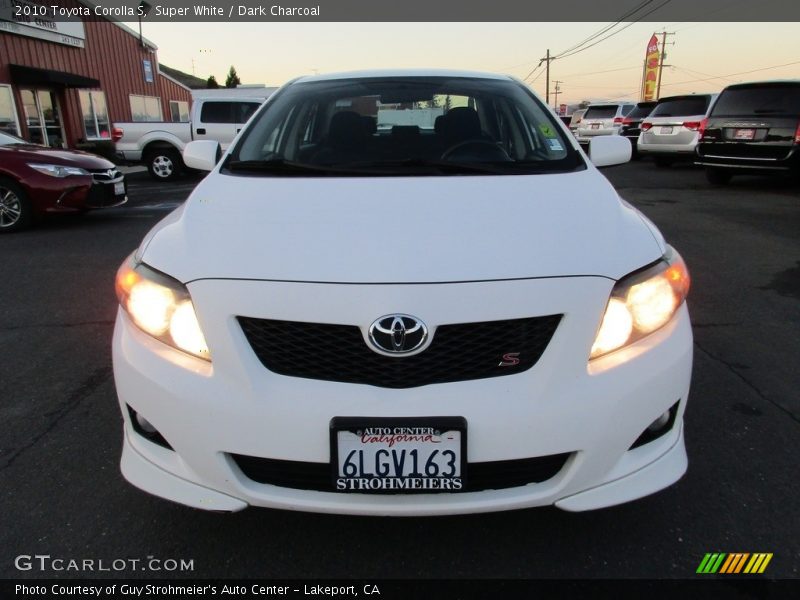 Super White / Dark Charcoal 2010 Toyota Corolla S