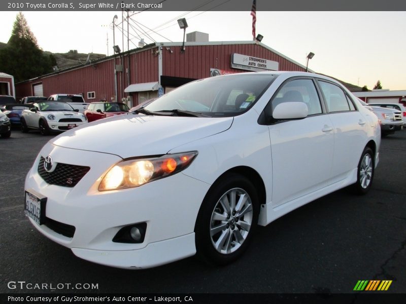 Super White / Dark Charcoal 2010 Toyota Corolla S