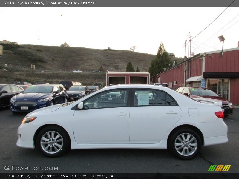 Super White / Dark Charcoal 2010 Toyota Corolla S