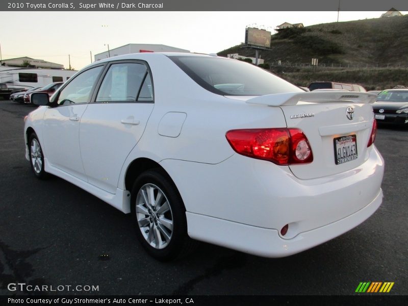 Super White / Dark Charcoal 2010 Toyota Corolla S