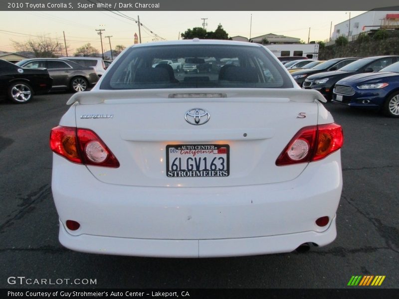 Super White / Dark Charcoal 2010 Toyota Corolla S