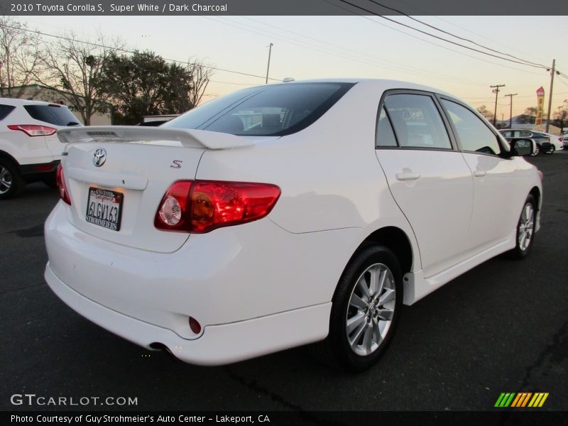 Super White / Dark Charcoal 2010 Toyota Corolla S