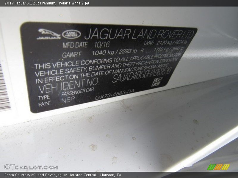 Polaris White / Jet 2017 Jaguar XE 25t Premium