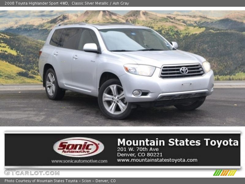 Classic Silver Metallic / Ash Gray 2008 Toyota Highlander Sport 4WD