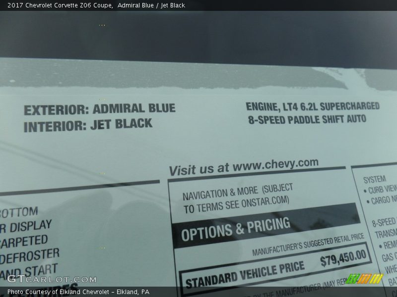  2017 Corvette Z06 Coupe Window Sticker