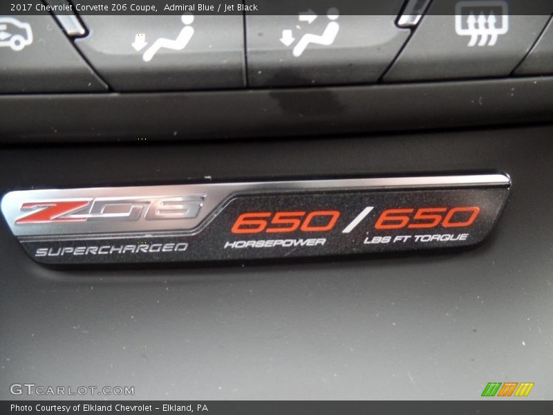 Admiral Blue / Jet Black 2017 Chevrolet Corvette Z06 Coupe