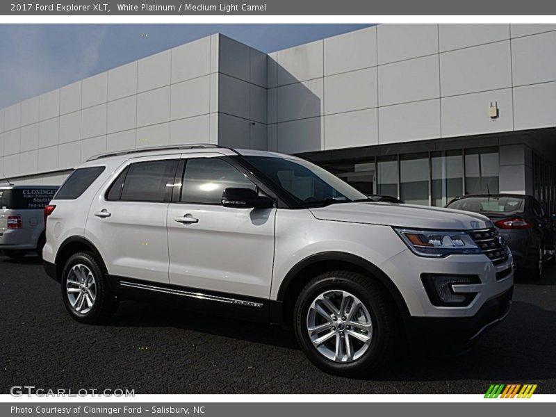 White Platinum / Medium Light Camel 2017 Ford Explorer XLT