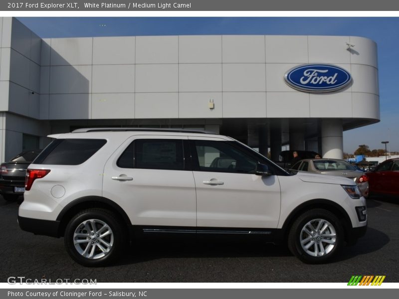 White Platinum / Medium Light Camel 2017 Ford Explorer XLT