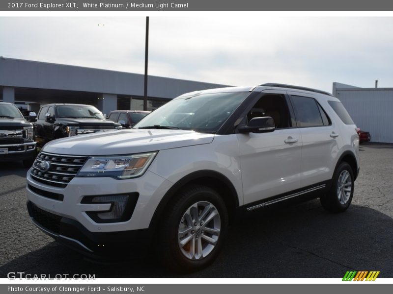 White Platinum / Medium Light Camel 2017 Ford Explorer XLT