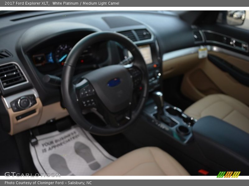 White Platinum / Medium Light Camel 2017 Ford Explorer XLT