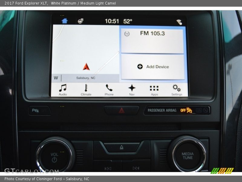 White Platinum / Medium Light Camel 2017 Ford Explorer XLT