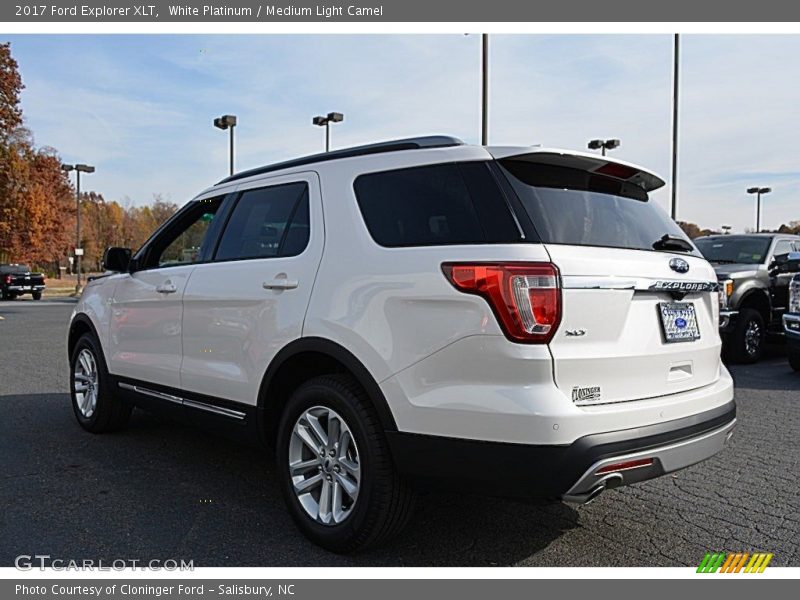 White Platinum / Medium Light Camel 2017 Ford Explorer XLT