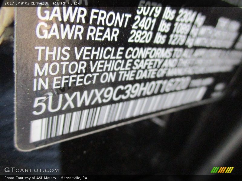 Jet Black / Black 2017 BMW X3 xDrive28i