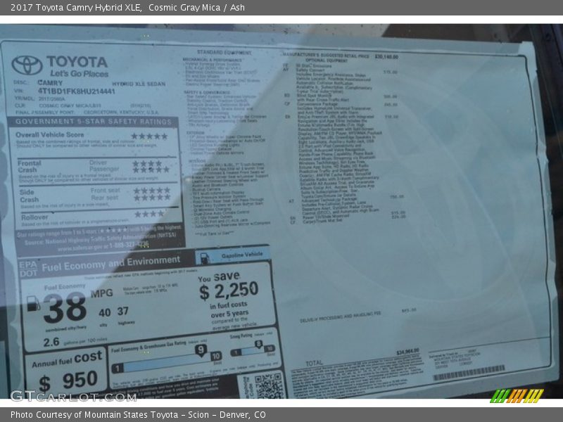 Cosmic Gray Mica / Ash 2017 Toyota Camry Hybrid XLE