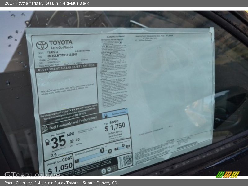 Stealth / Mid-Blue Black 2017 Toyota Yaris iA