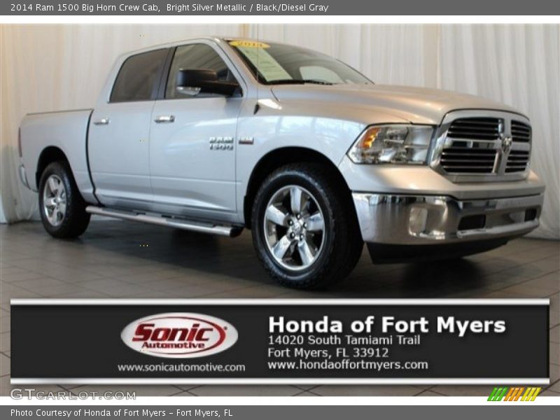 Bright Silver Metallic / Black/Diesel Gray 2014 Ram 1500 Big Horn Crew Cab