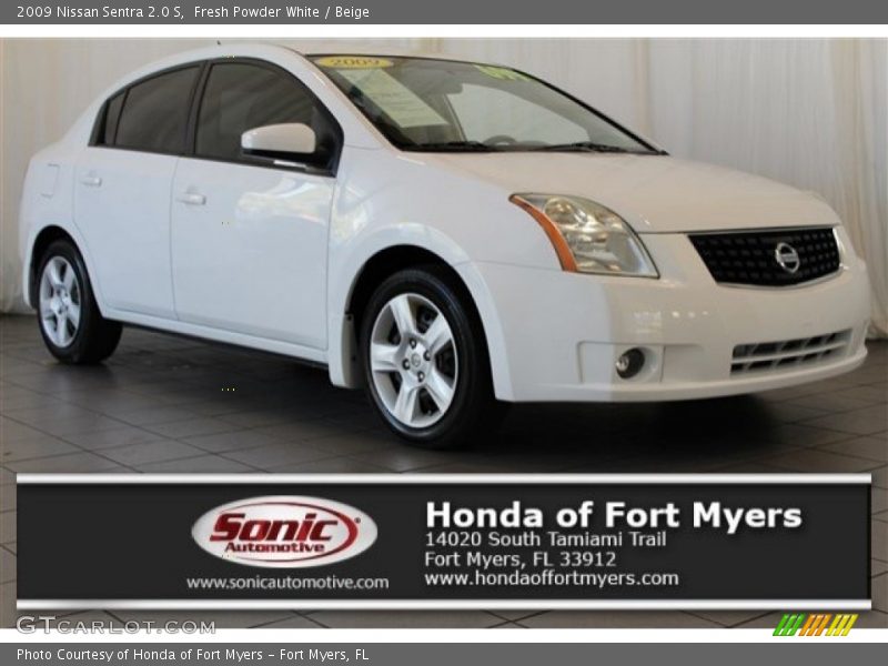 Fresh Powder White / Beige 2009 Nissan Sentra 2.0 S