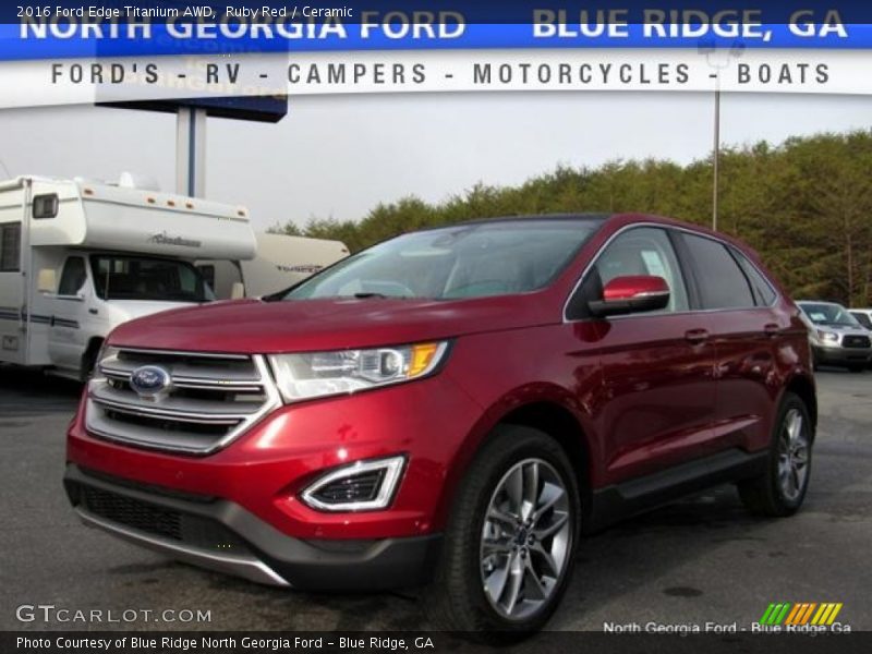 Ruby Red / Ceramic 2016 Ford Edge Titanium AWD