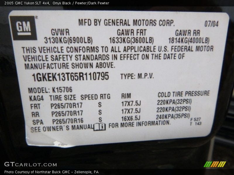 Onyx Black / Pewter/Dark Pewter 2005 GMC Yukon SLT 4x4