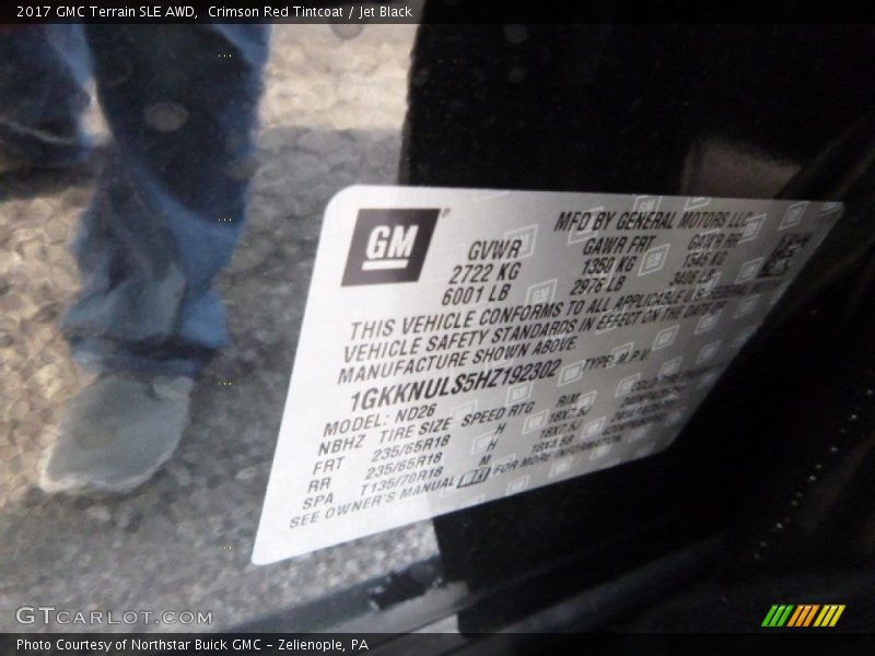 Crimson Red Tintcoat / Jet Black 2017 GMC Terrain SLE AWD
