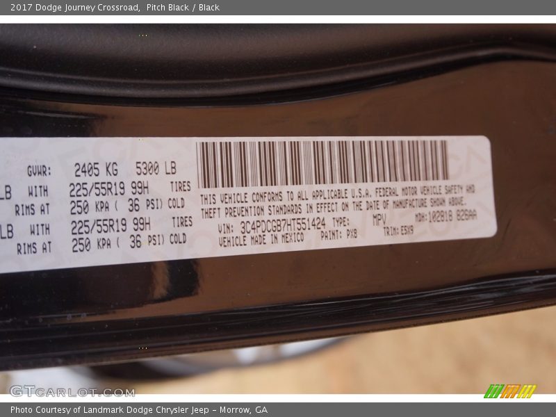 Pitch Black / Black 2017 Dodge Journey Crossroad