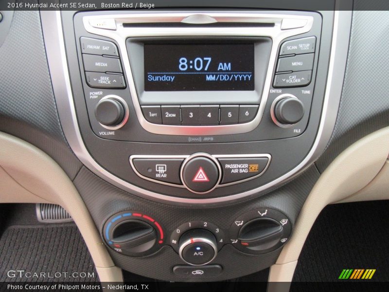 Boston Red / Beige 2016 Hyundai Accent SE Sedan