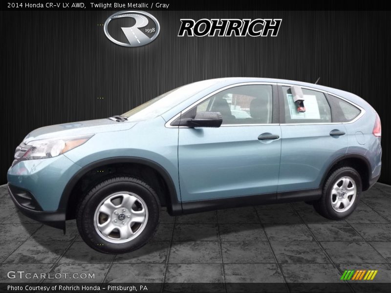 Twilight Blue Metallic / Gray 2014 Honda CR-V LX AWD
