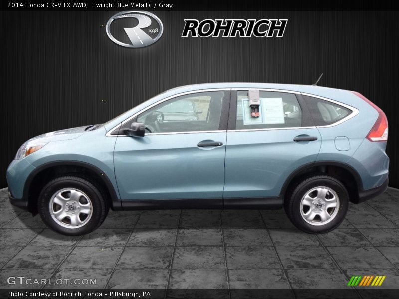 Twilight Blue Metallic / Gray 2014 Honda CR-V LX AWD