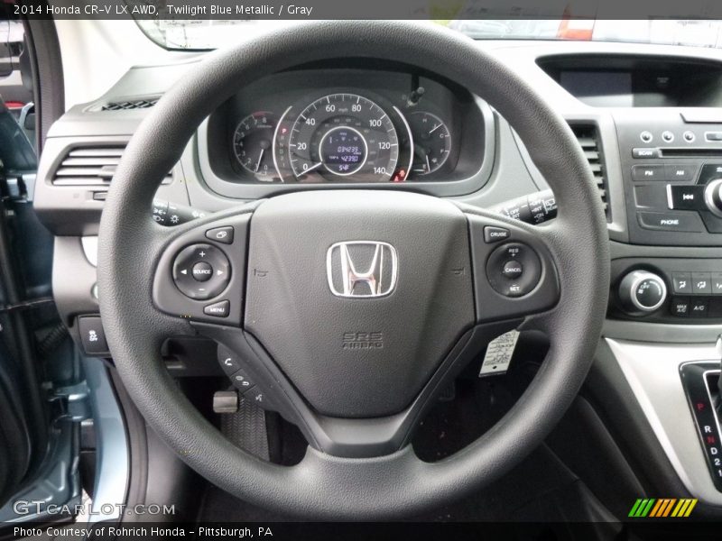 Twilight Blue Metallic / Gray 2014 Honda CR-V LX AWD